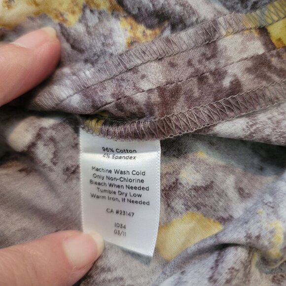 Talbot's Floral Skirt Petite Woman's Pencil Mini Grey Yellow Size 14P JJ1523 - Picture 5 of 8
